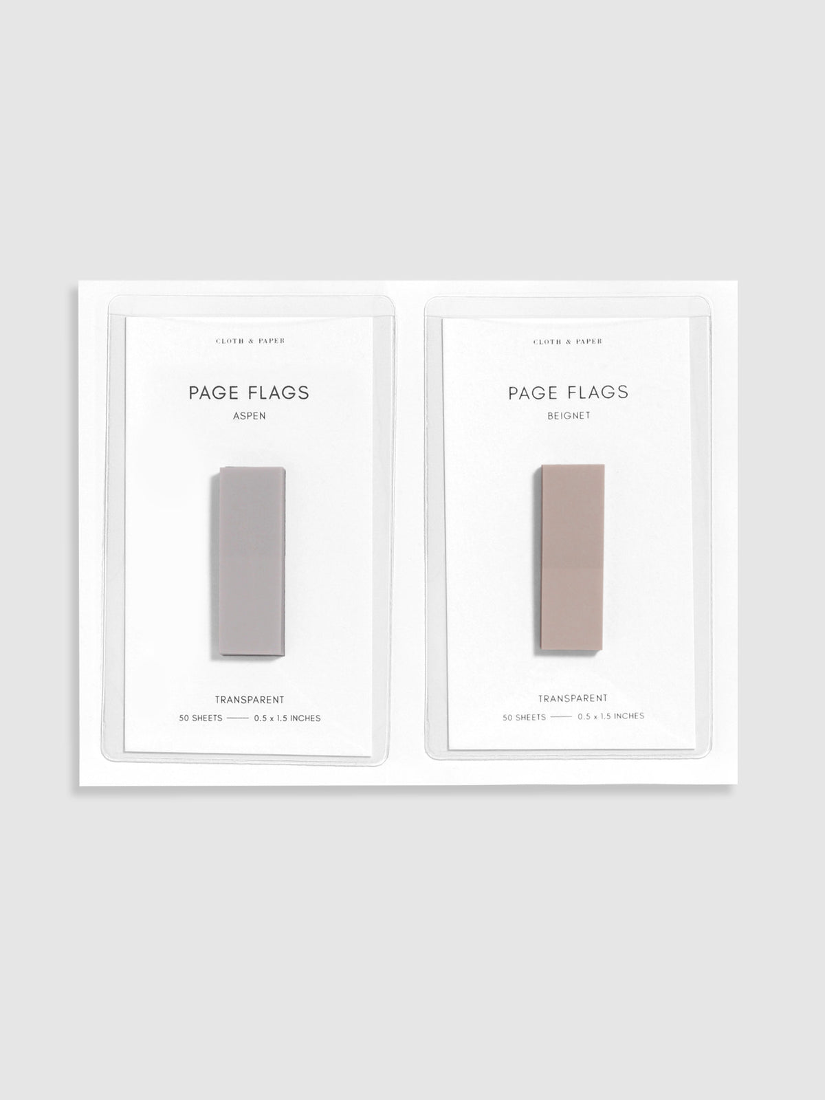 Pocket with two page flags in Aspen and Beignet inside of it.