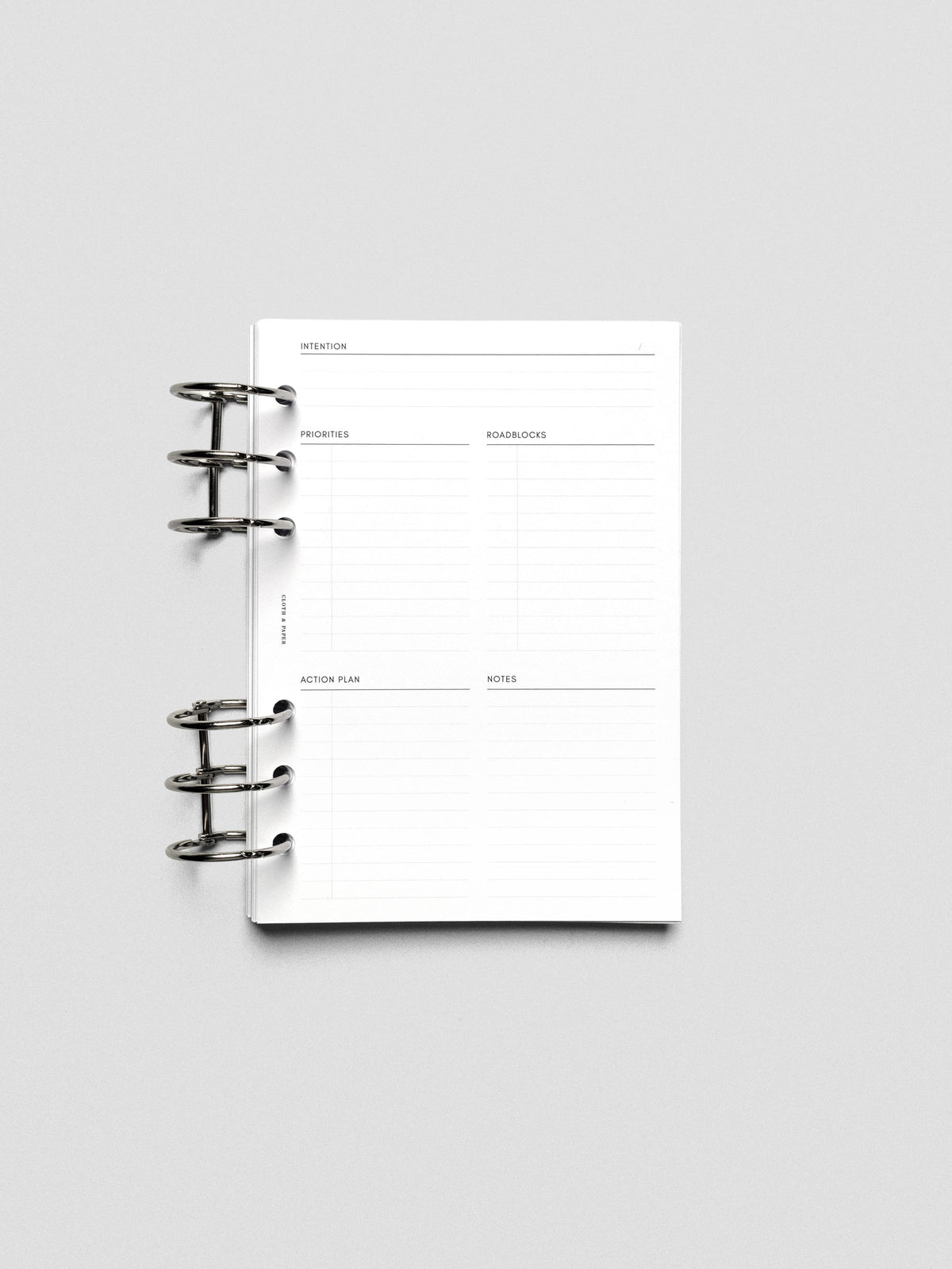 Daily Intention Planner Inserts show blank in Personal Wide size ring bound.