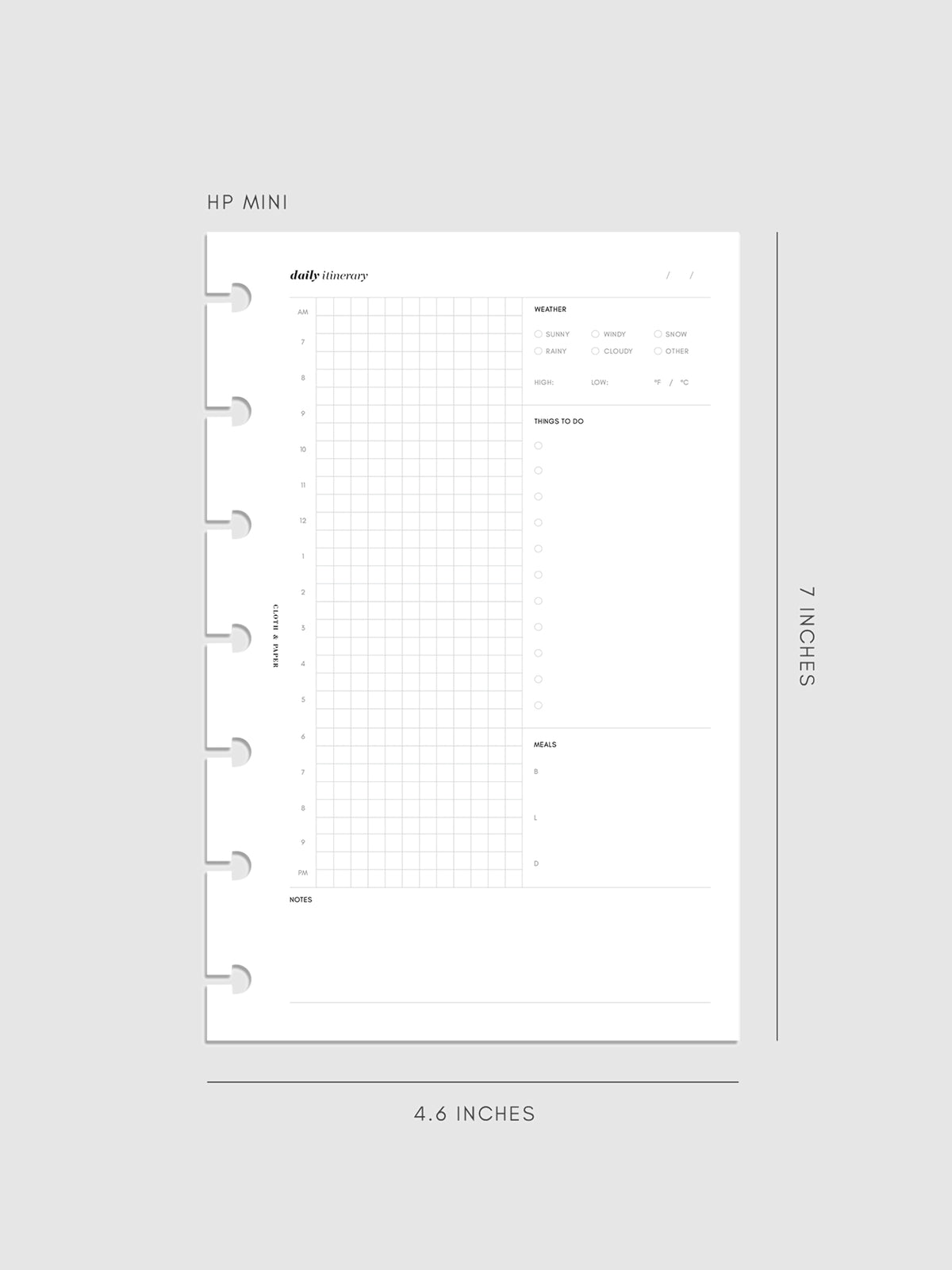 HP Mini Daily Itinerary Inserts