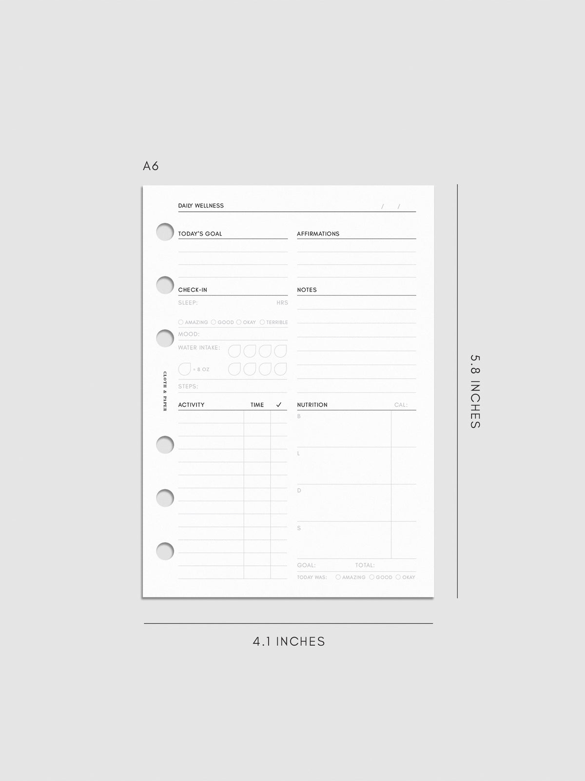 Digital mockup of insert in A6.