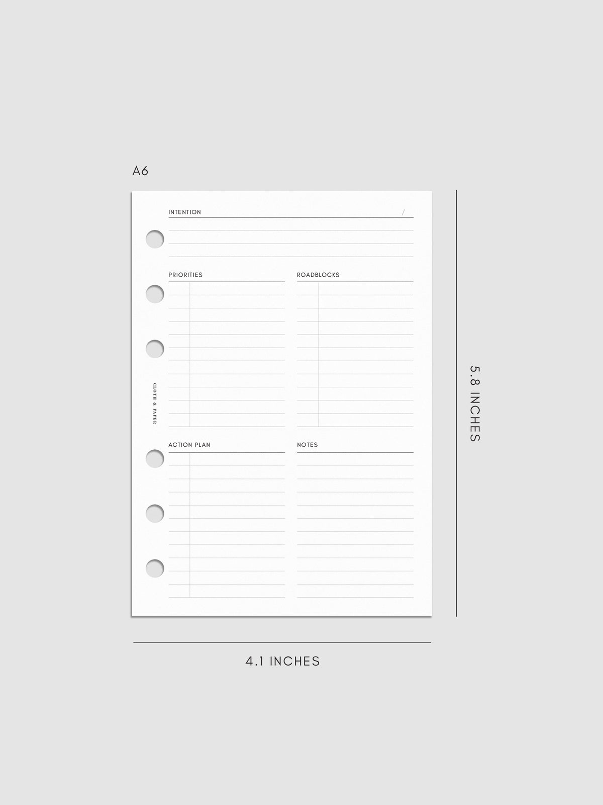 Daily Intention Planner Inserts | A6