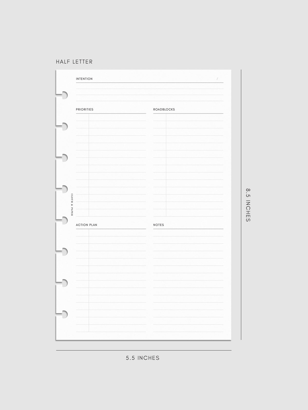 Daily Intention Planner Inserts | Half Letter