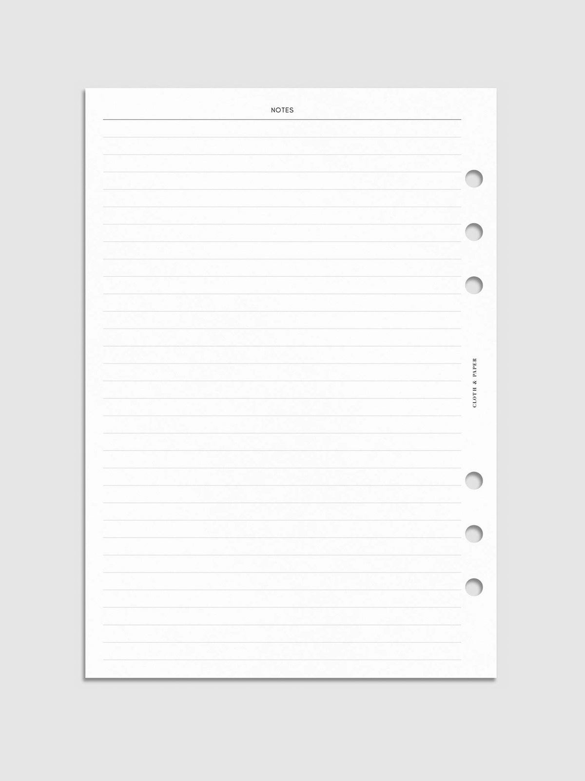 Digital mockup of the Financial Planning Insert | Second Edition with a lined page. Size shown is A5.