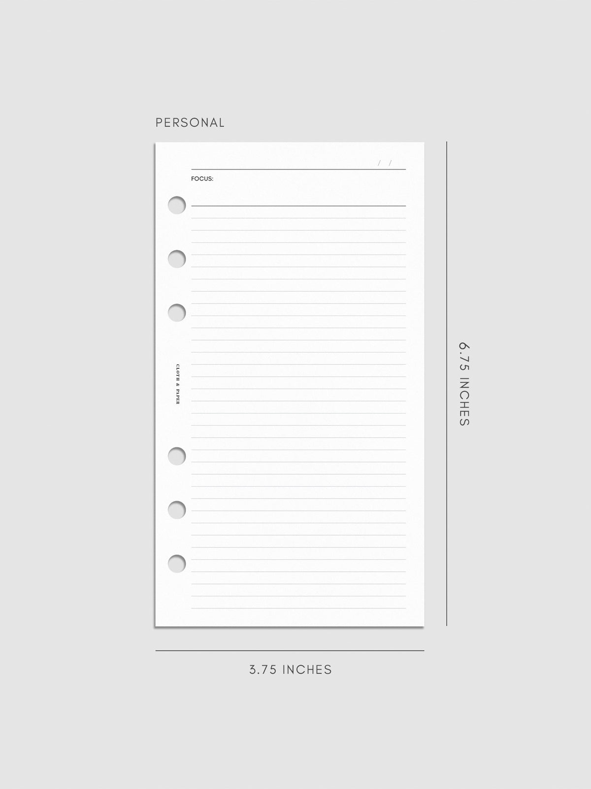 Digital mockup of insert sized Personal.