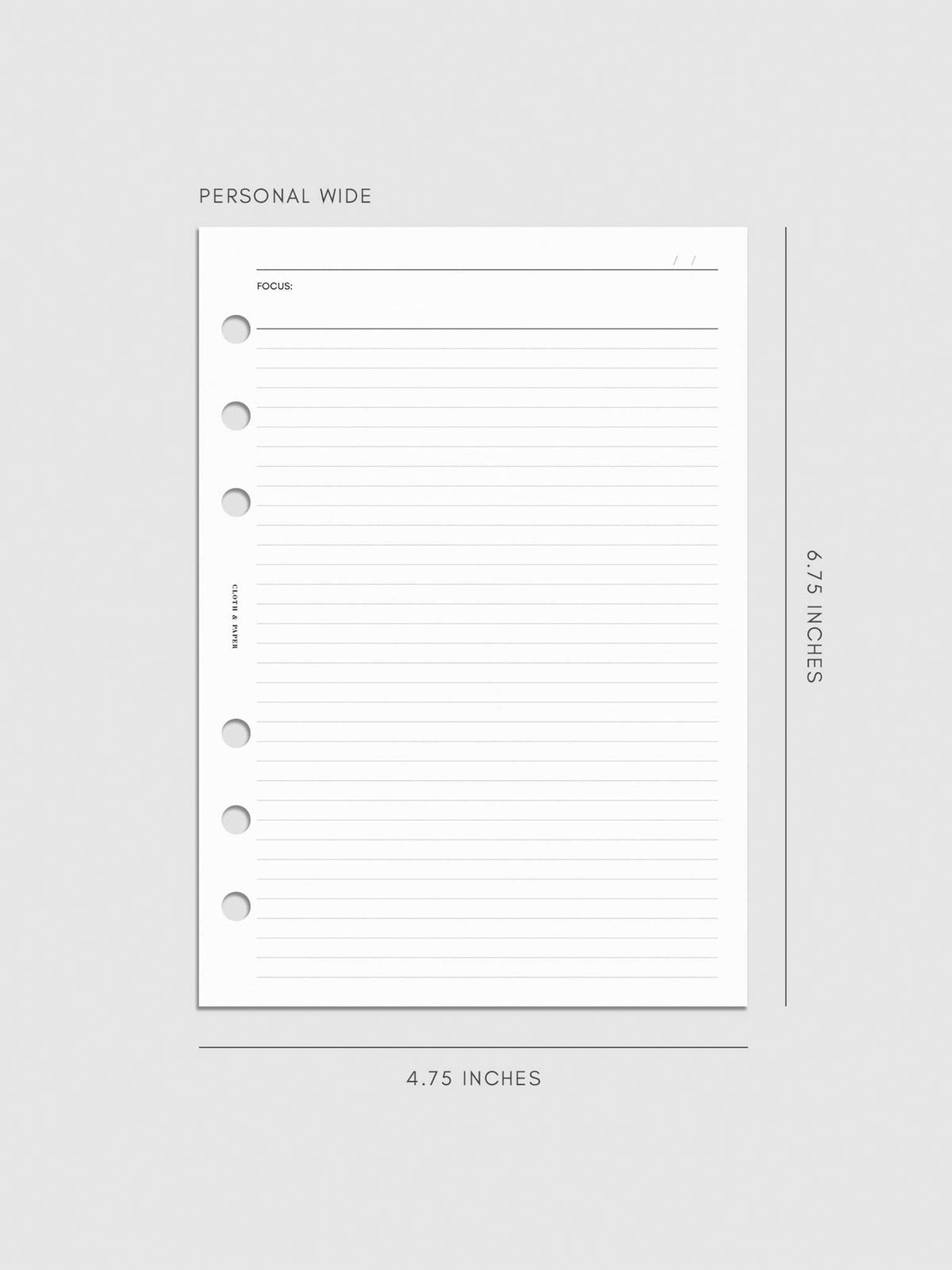 Digital mockup of insert sized Personal Wide.
