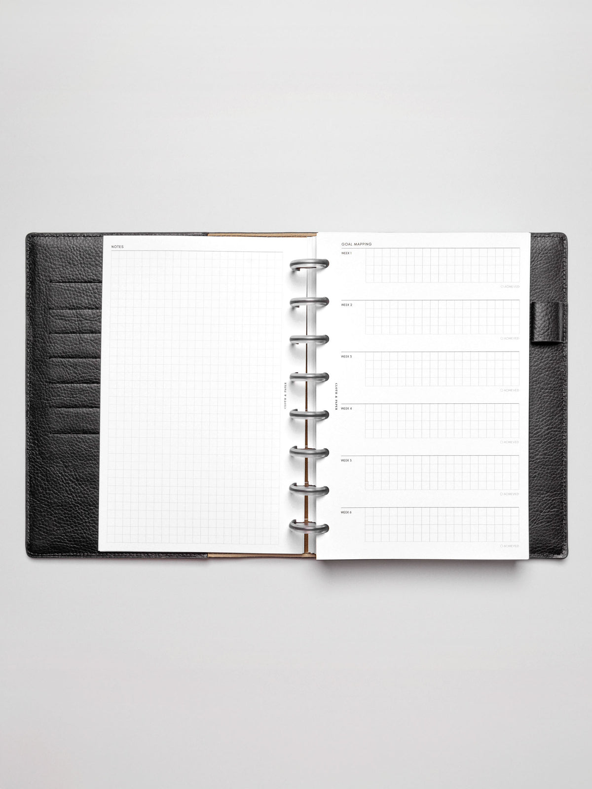 Insert in use inside a discbound planner system. Size shown is HalfLetter.