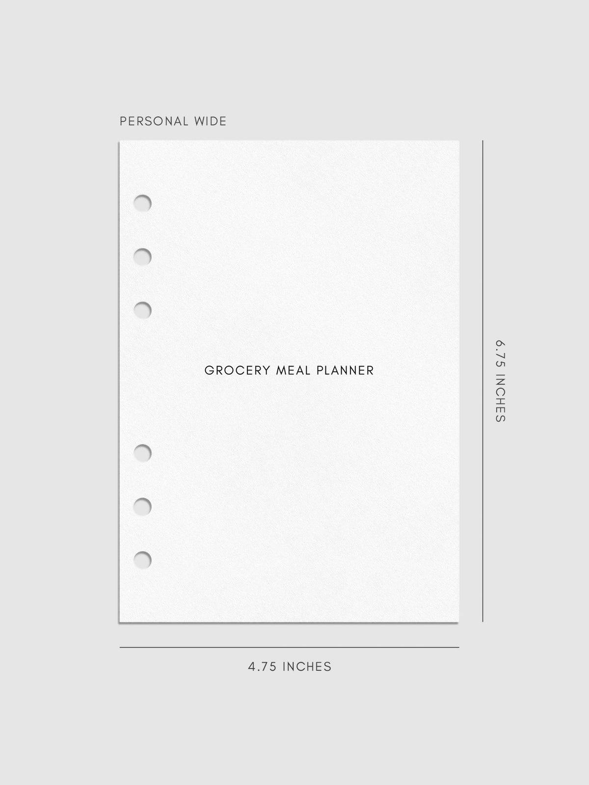 Digital mockup of insert cover page in Personal Wide sizing.