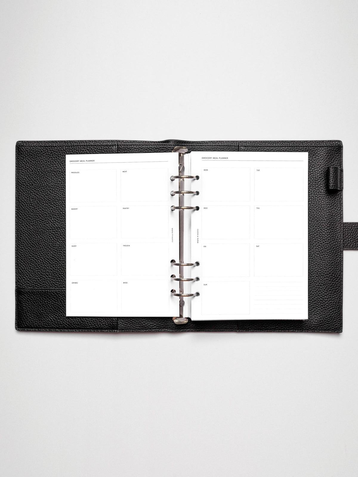 Grocery Meal Planner Insert inside an opened planner.