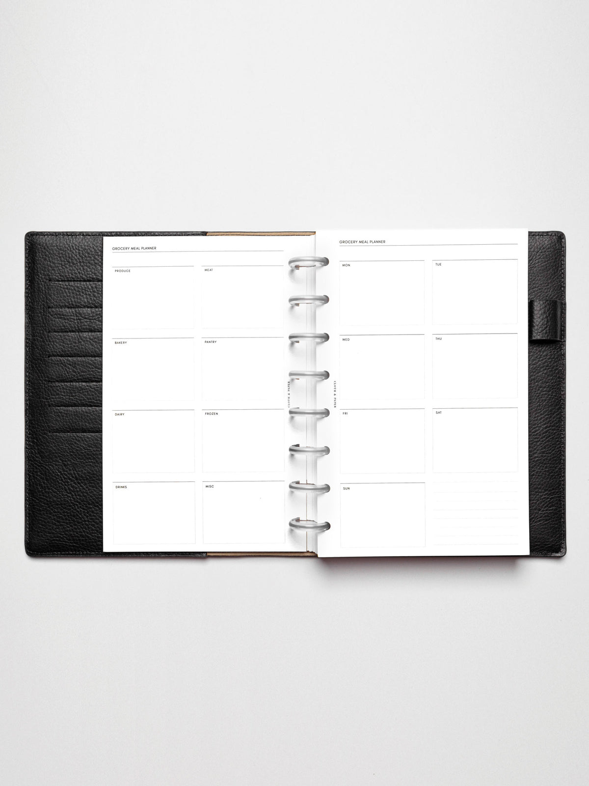 Grocery Meal Planner Insert inside an opened planner.