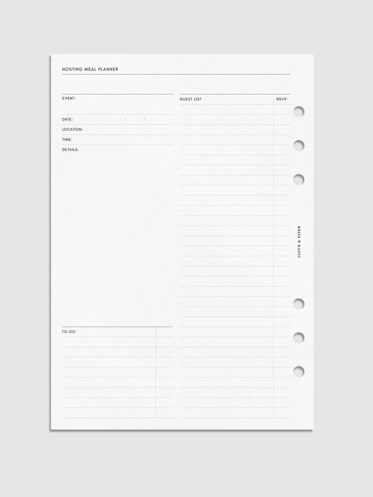 Digital mockup of event details page in A5 sizing.