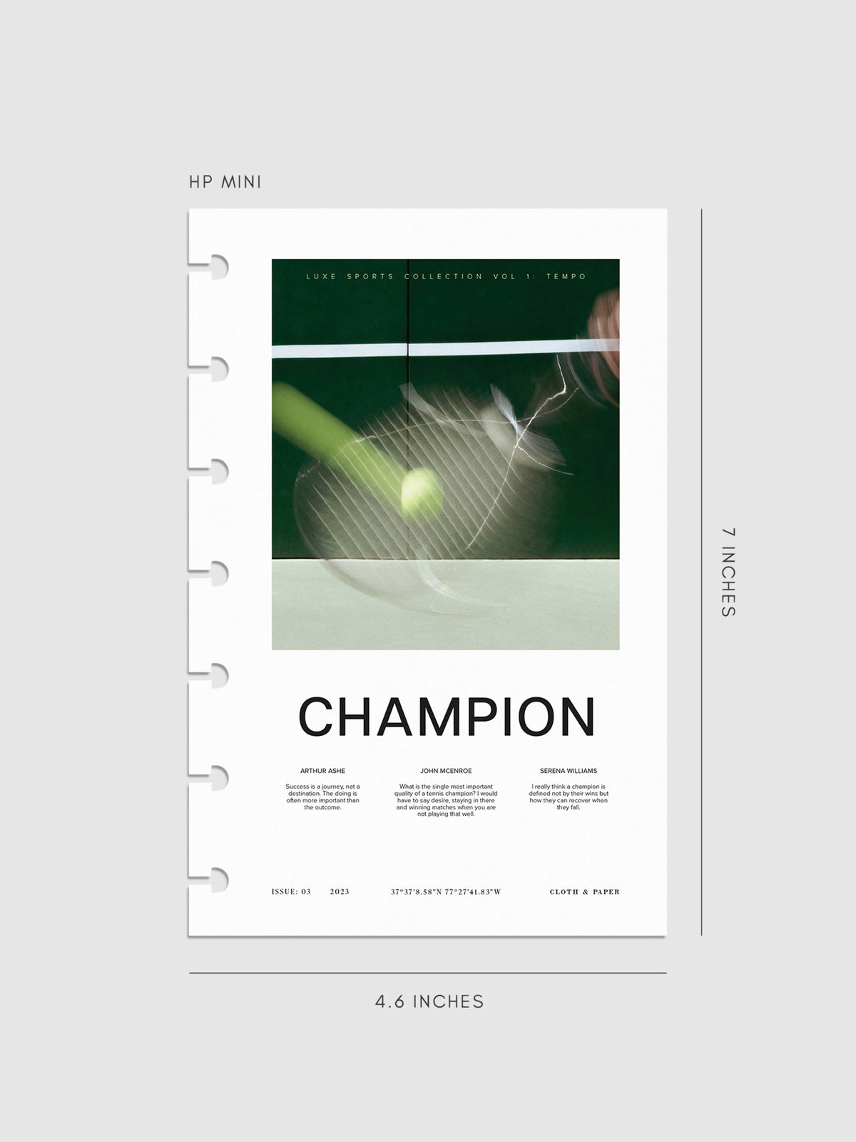 Digital mockup of Champion dashboard in HP Mini.