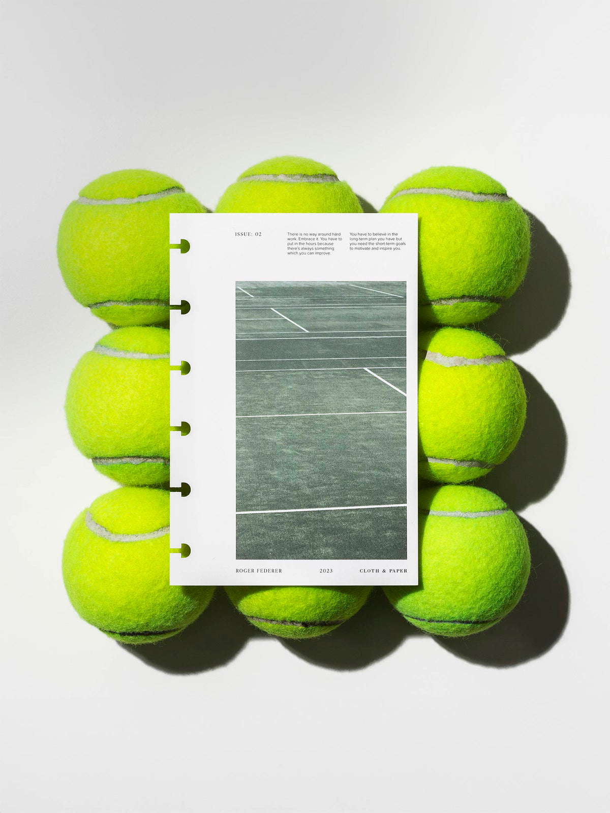 Full Court dashboard displayed on top of 12 tennis balls. Size shown is CP Petite.
