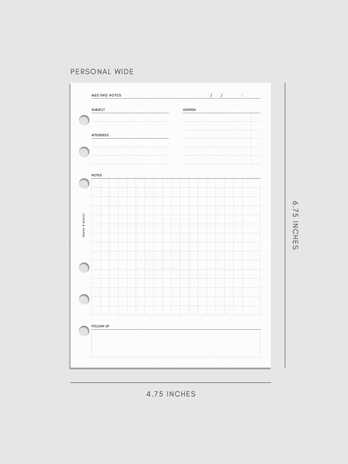 Digital mockup of inserts in Personal Wide.