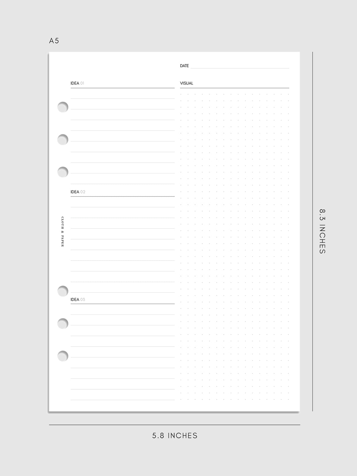 Digital mockup of insert in A5 sizing.