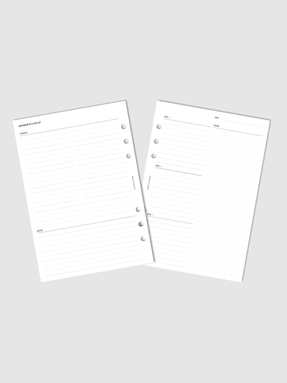 Mental Download Inserts, Cloth and Paper. Digital mockup of insert spread.