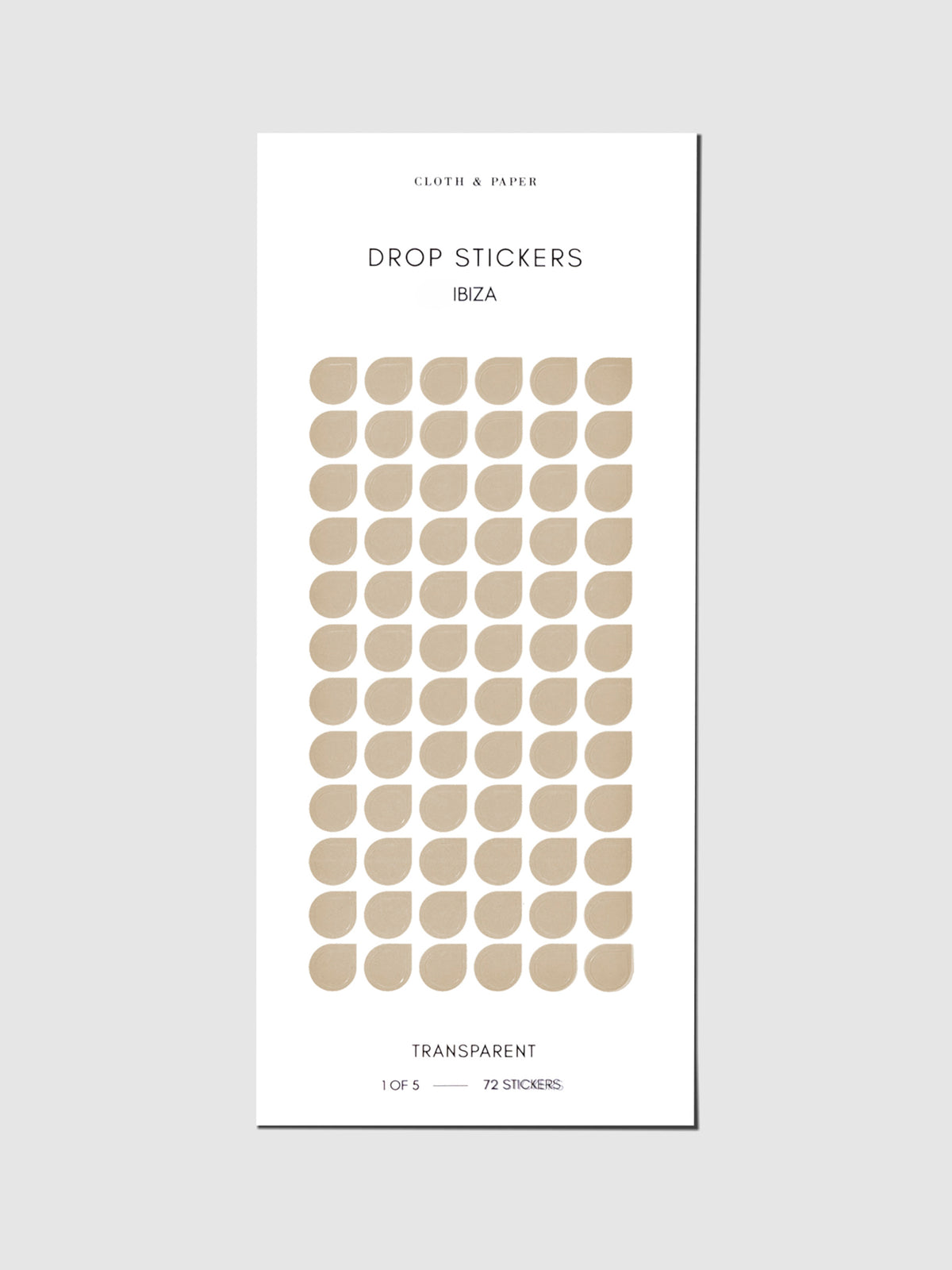 Sticker sheet displayed on a neutral background. Sticker size shown is small, color shown is Ibiza.