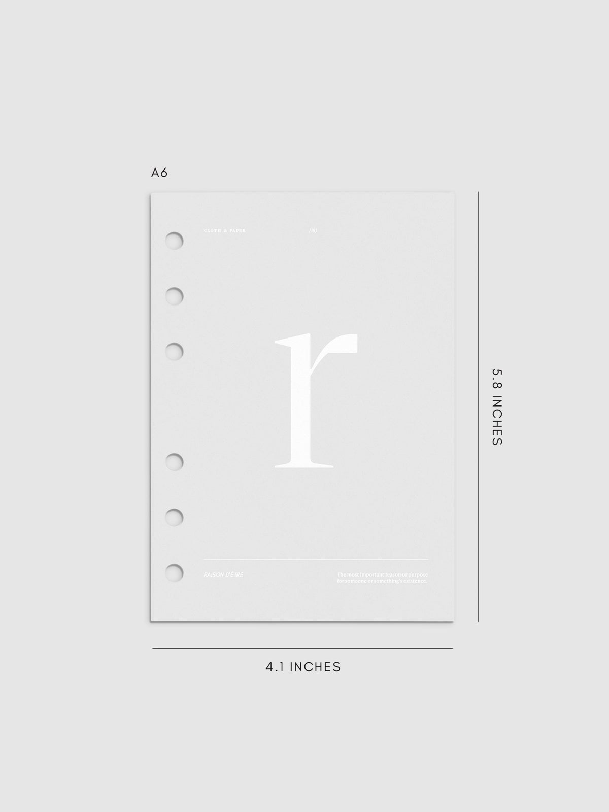 Monogram Vellum Planner Dashboard R in A6 displayed on a neutral background.