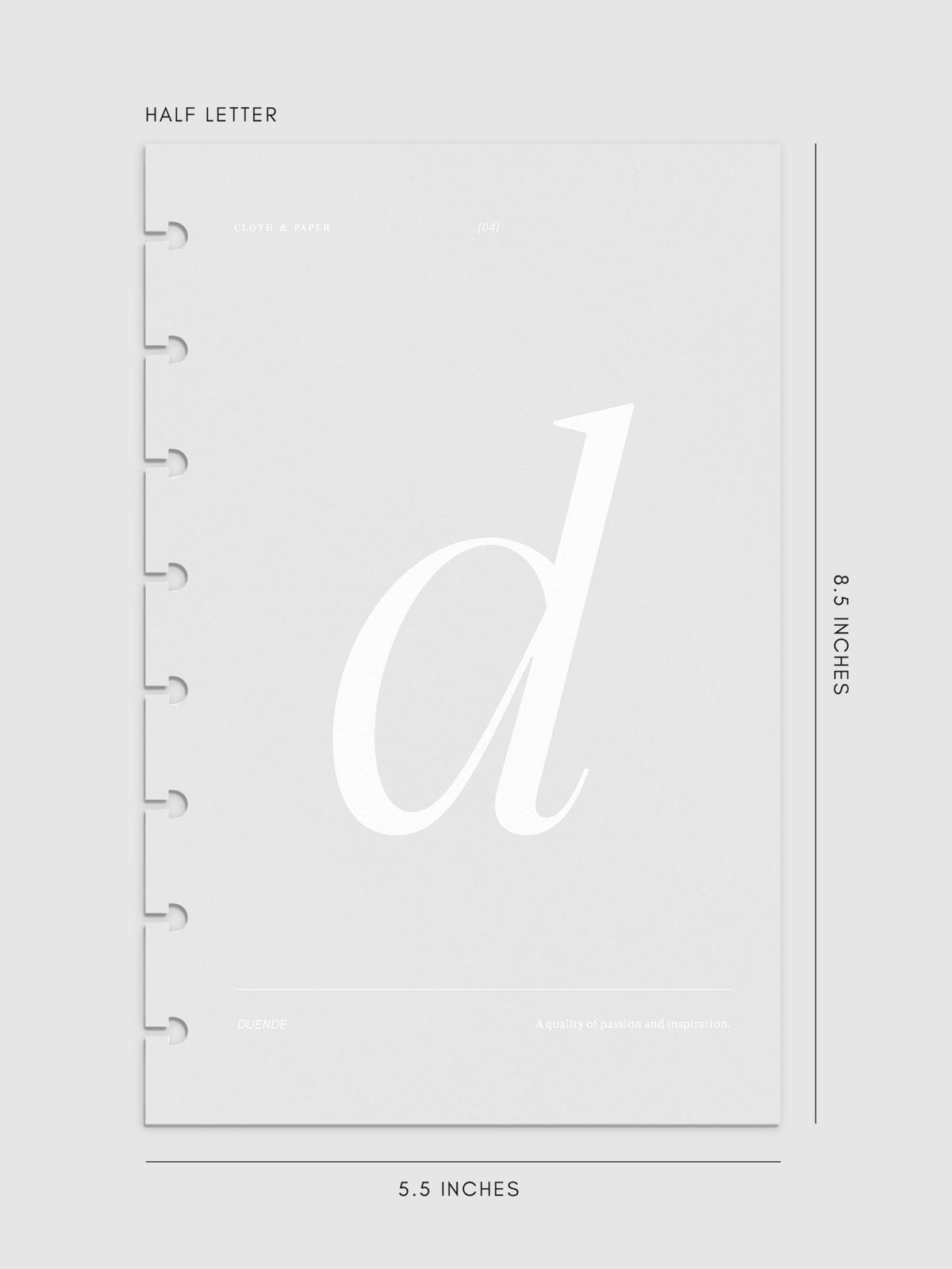 Monogram Vellum Planner Dashboard D in Half Letter displayed on a neutral background.