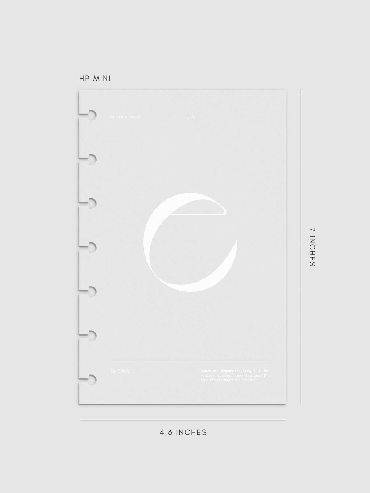 Monogram Vellum Planner Dashboard E in HP Mini displayed on a neutral background.