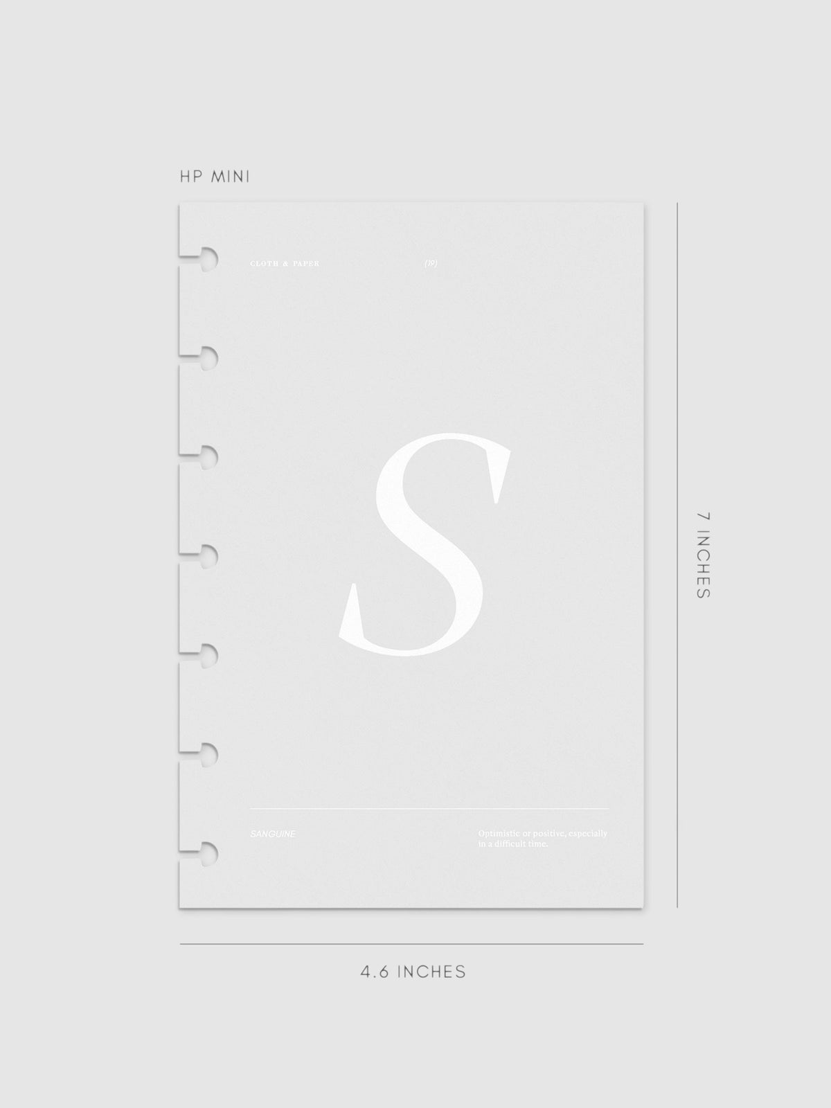 Monogram Vellum Planner Dashboard S in HP Mini displayed on a neutral background.