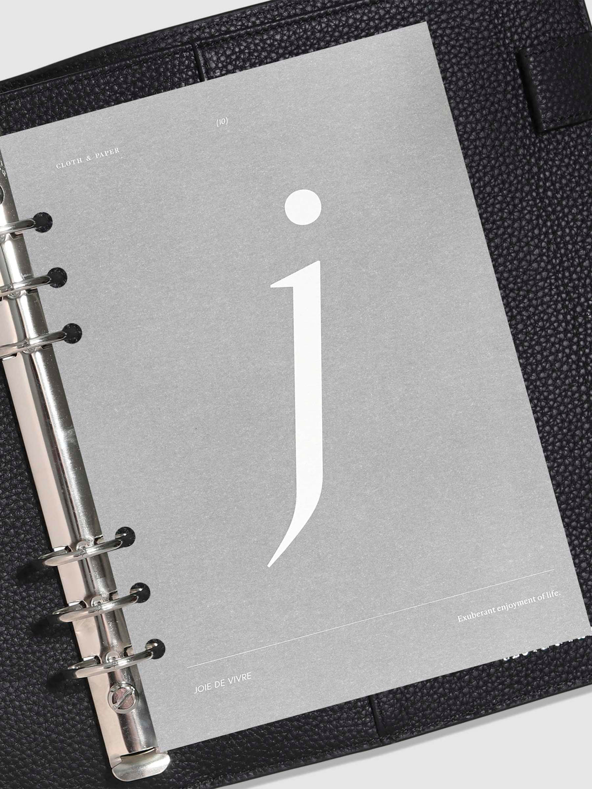 Monogram Vellum Planner Dashboard J in A5 use in a leather planner.