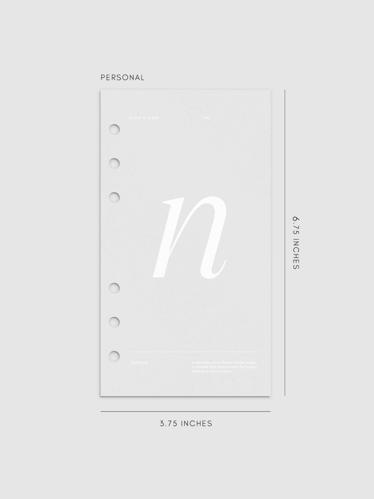 Monogram Vellum Planner Dashboard N in Personal displayed on a neutral background.