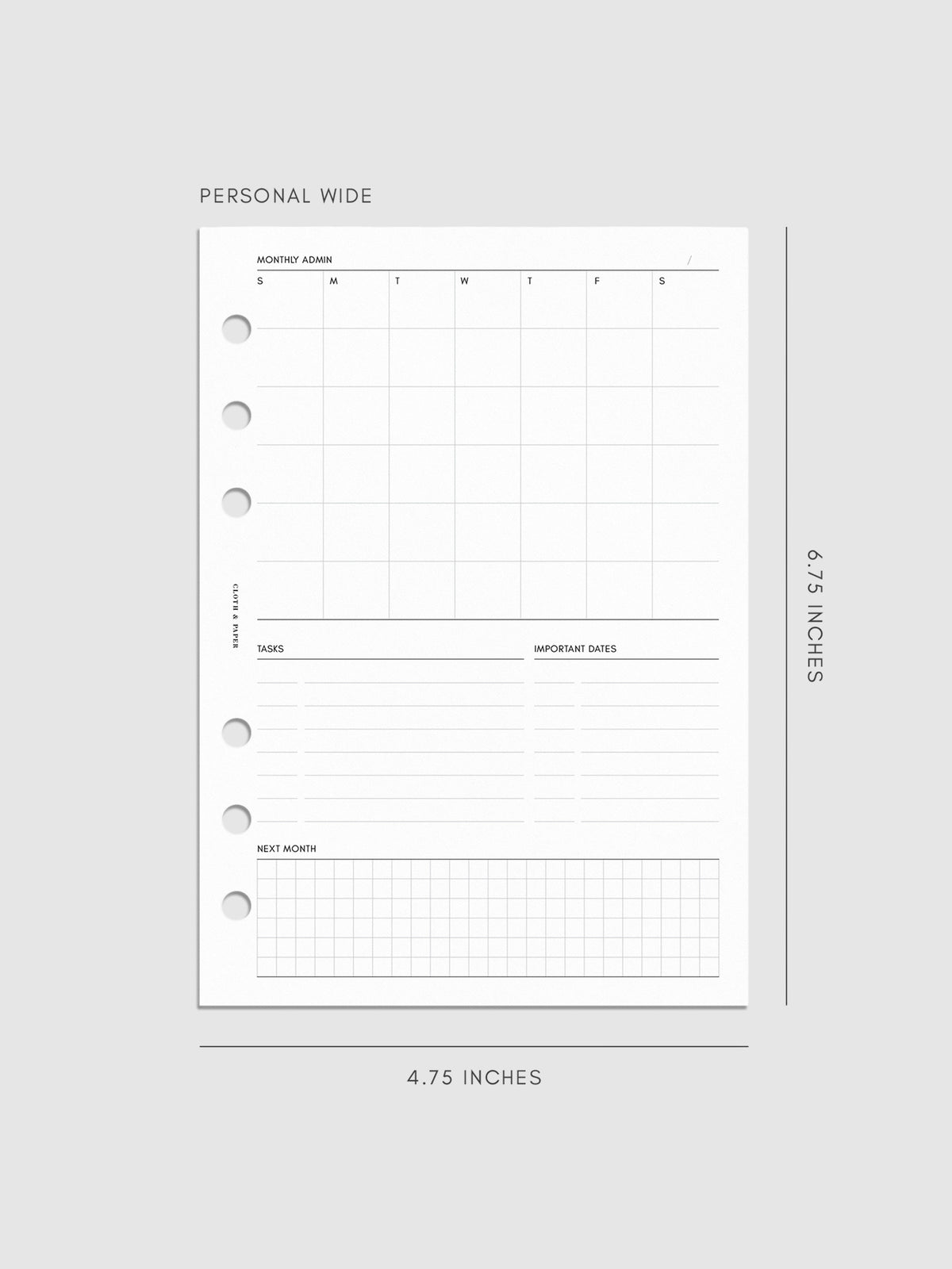 Digital mockup of inserts in Personal Wide.