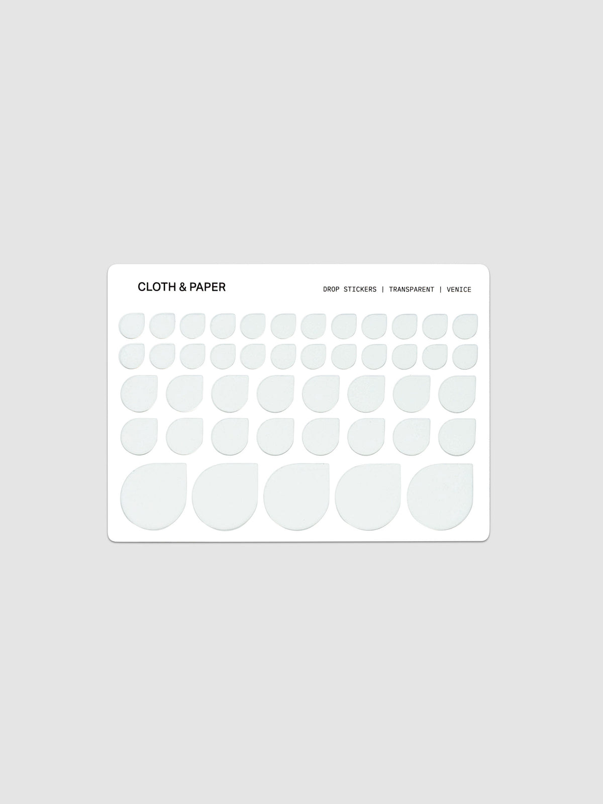 One sheet of Transparent Drop Stickers | Venice (light Blue)