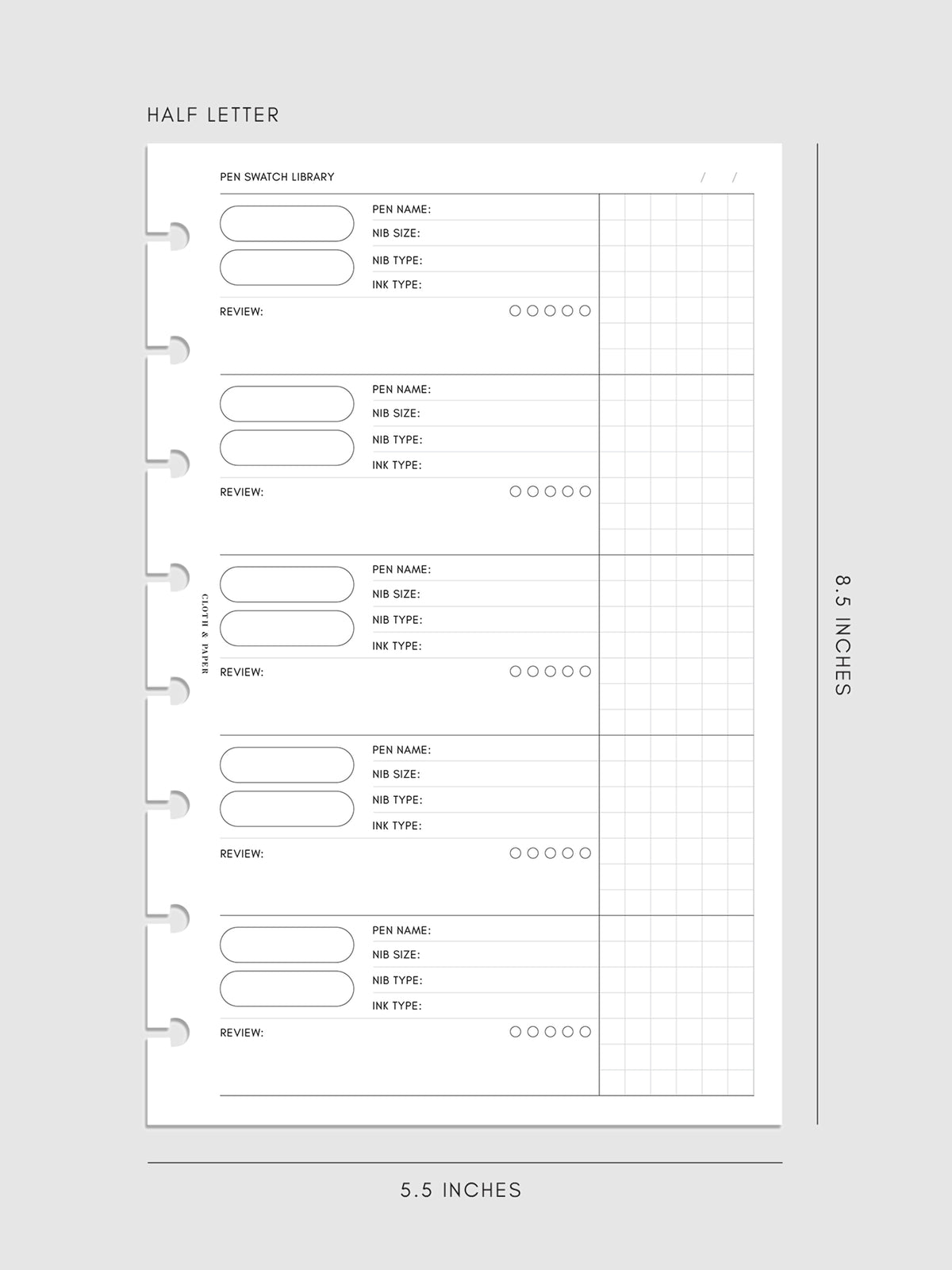 Pen Swatch Planner Inserts