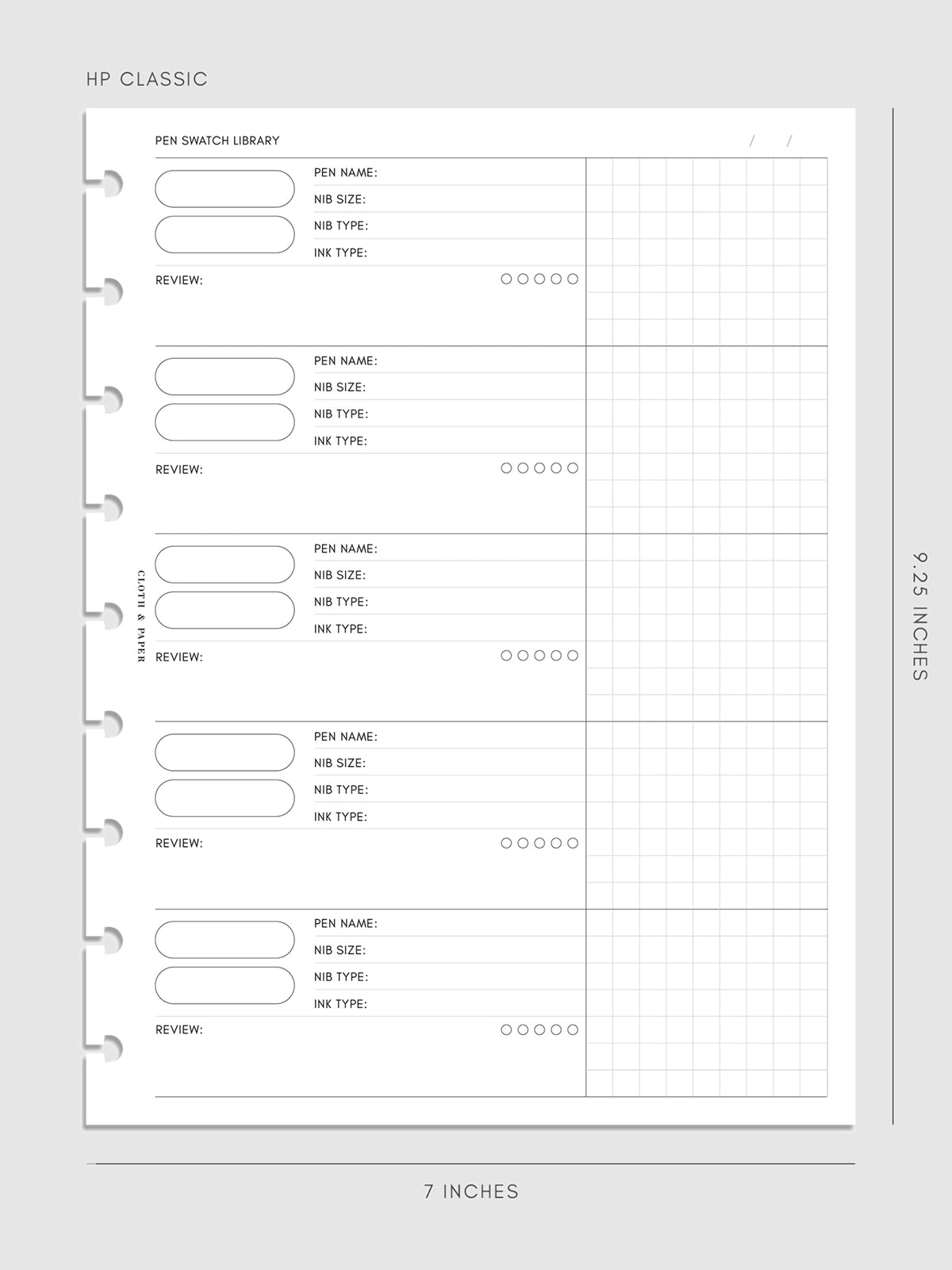 Pen Swatch Planner Inserts