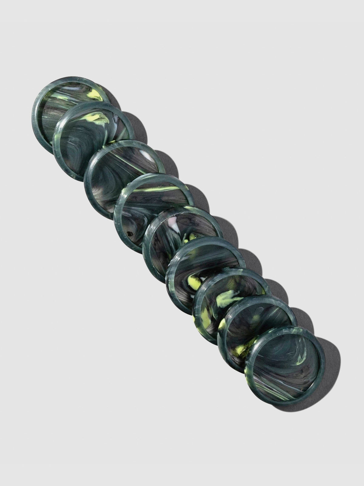Set of nine 0.75 Inch Green Marble Planner Discs.