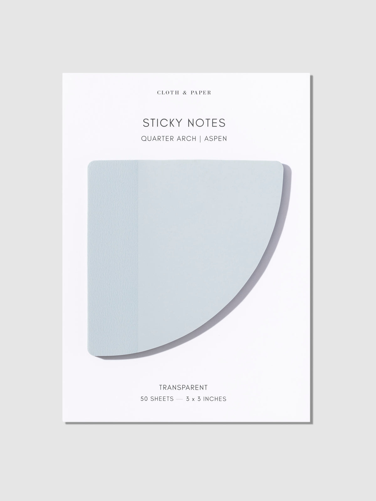Quarter Sticky Note, Aspen, Cloth and Paper. Sticky note displayed on its backing on a neutral background.