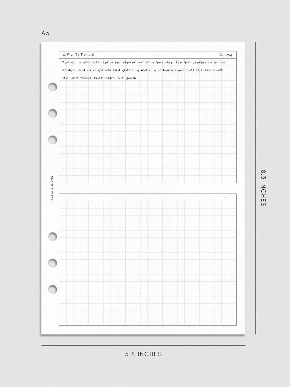 Digital mockup of insert in A5.