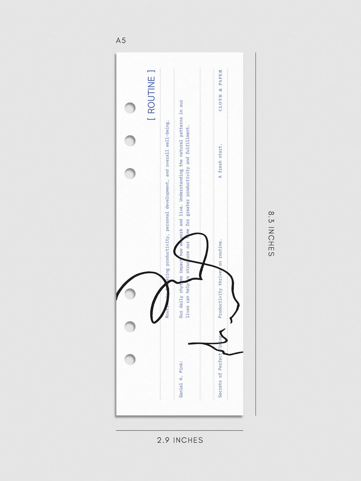 Digital mockup of dashboard displayed on a neutral background. Size shown is A5.