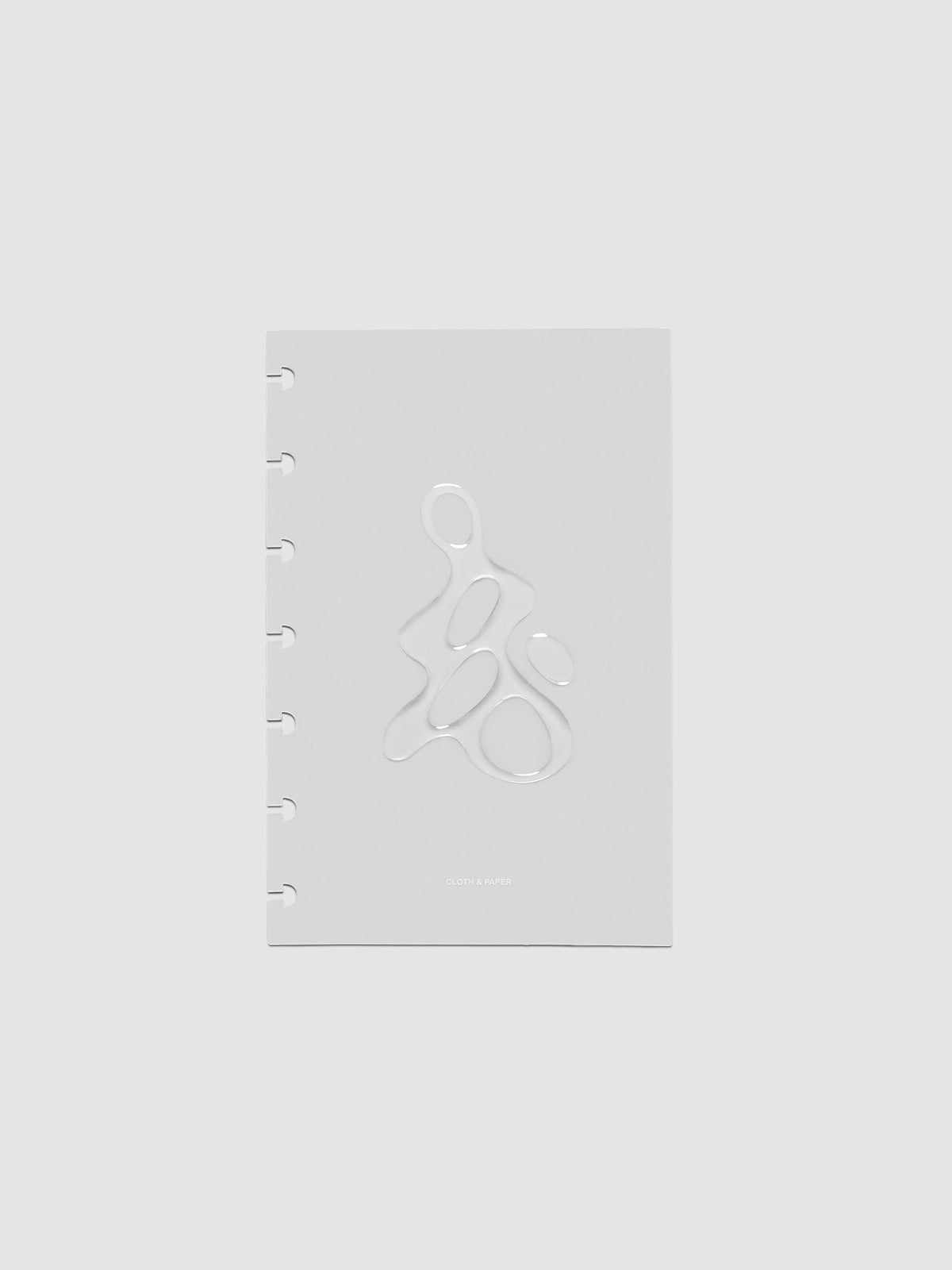 Light grey, semi-transparent, and glossy plastic planner dashboard with organic raised shape design in size HP Mini on a neutral background.