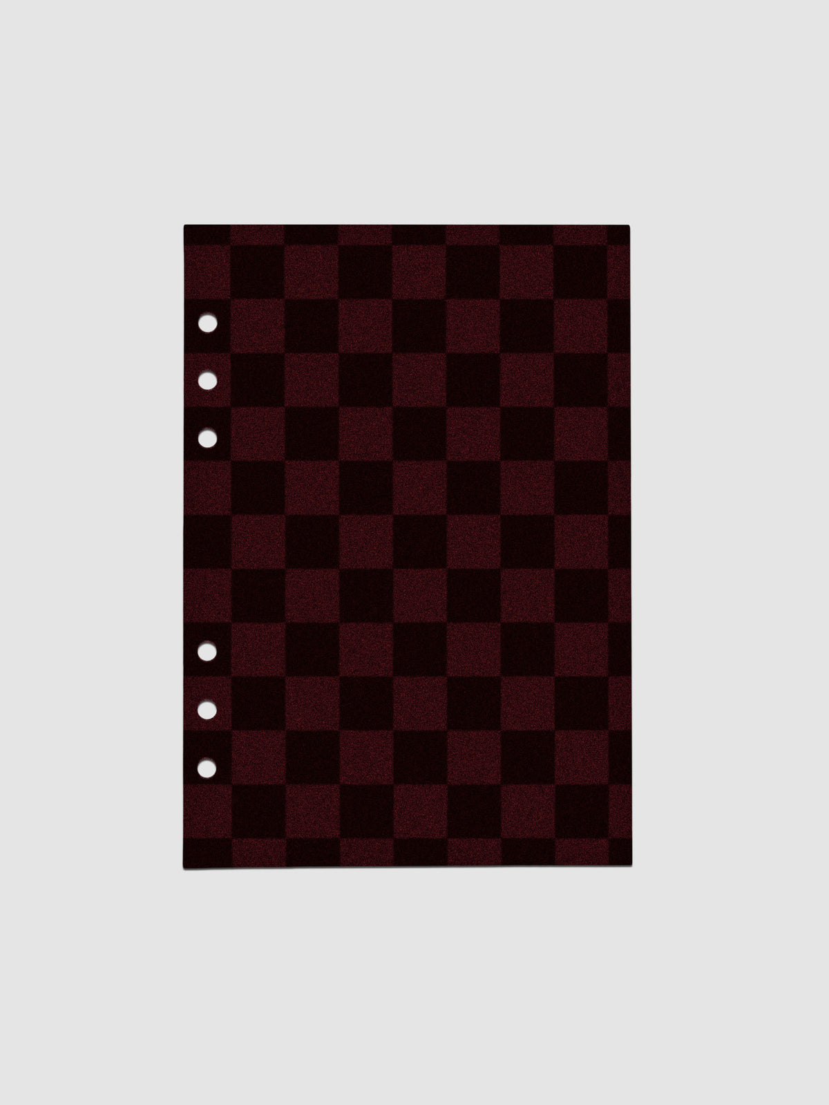 A5 sized checkered velvet planner dashboard in the color bordeaux.