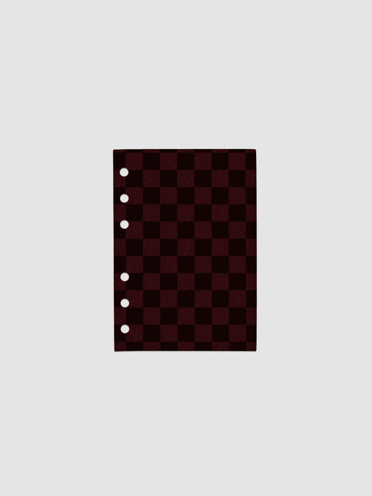 A6 sized checkered velvet planner dashboard in the color bordeaux.