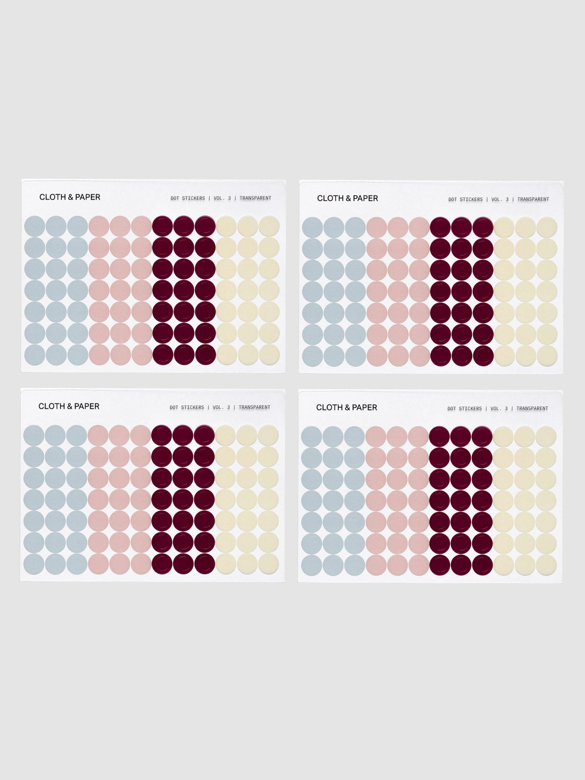 The complete set of four sheets of Dot Stickers | Small | Vol. 3