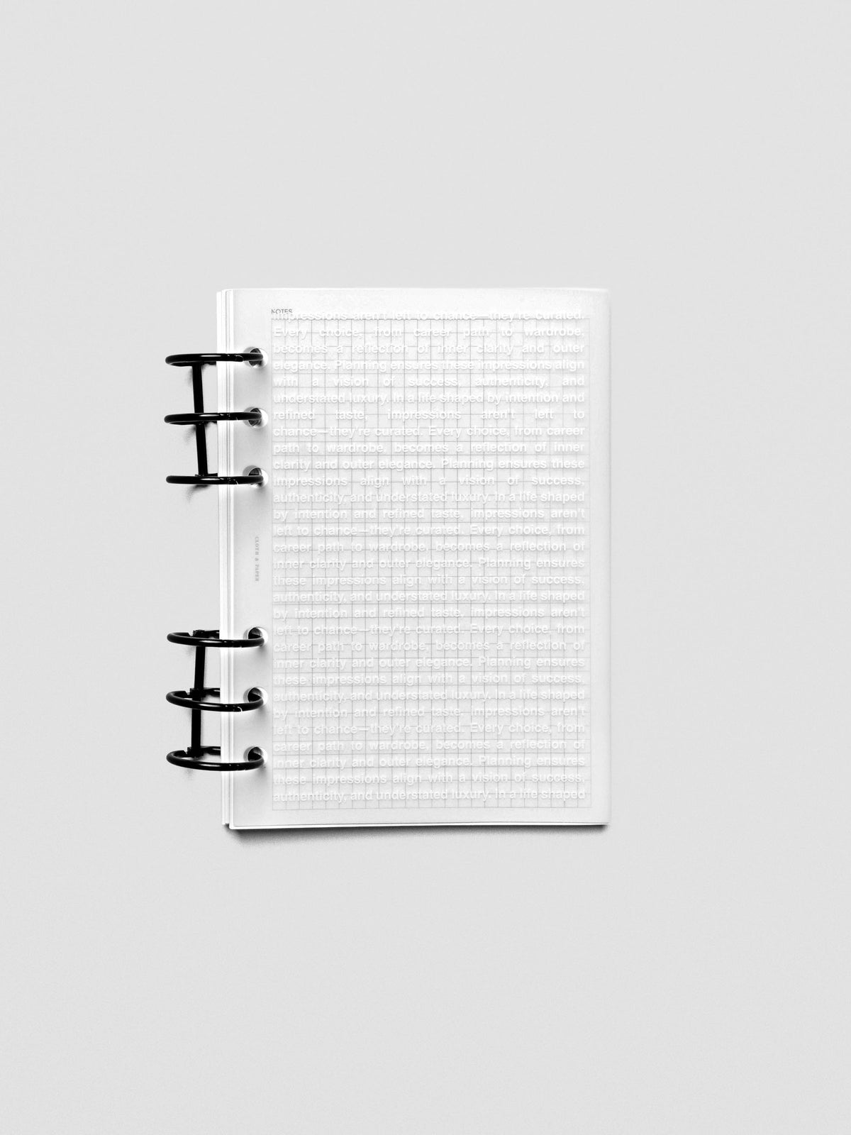 Personal Wide Impressions Dashboard displayed inside a planner with layering effect.