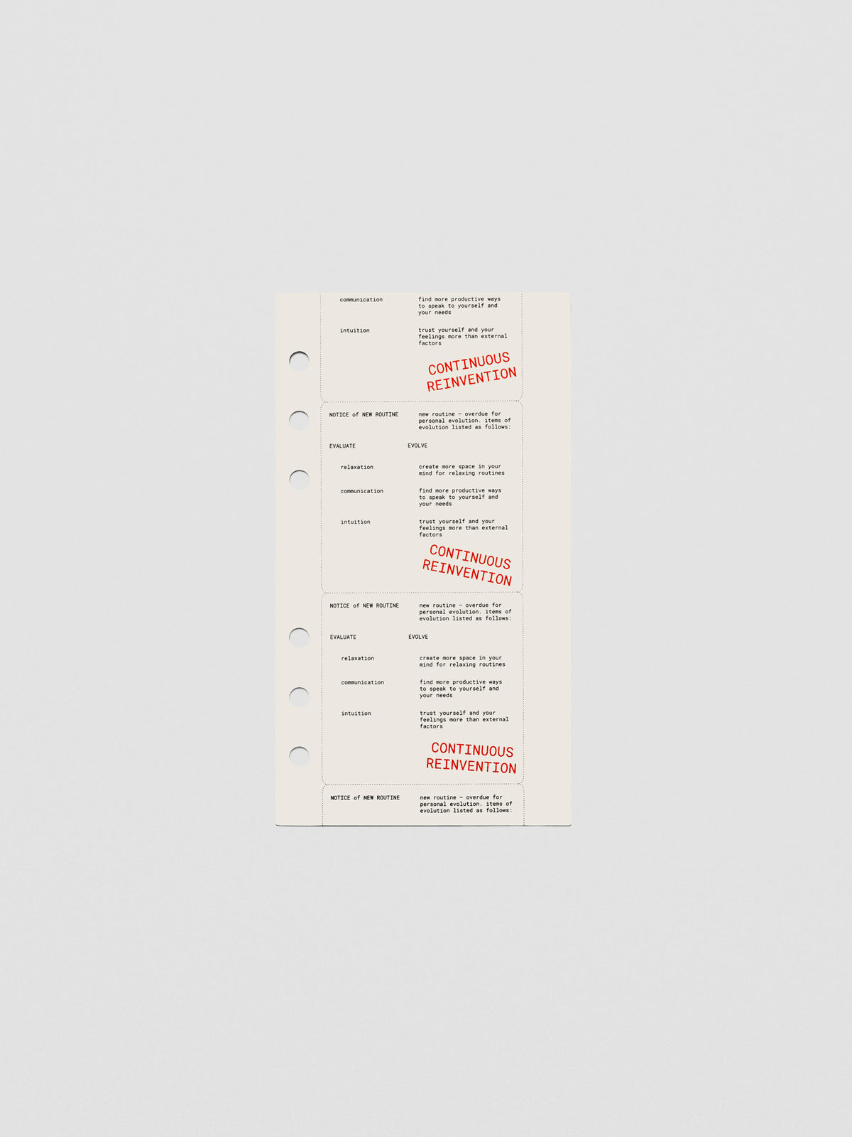 Personal-size Reinvention Dashboard shown on a styled flat lay with stationery.