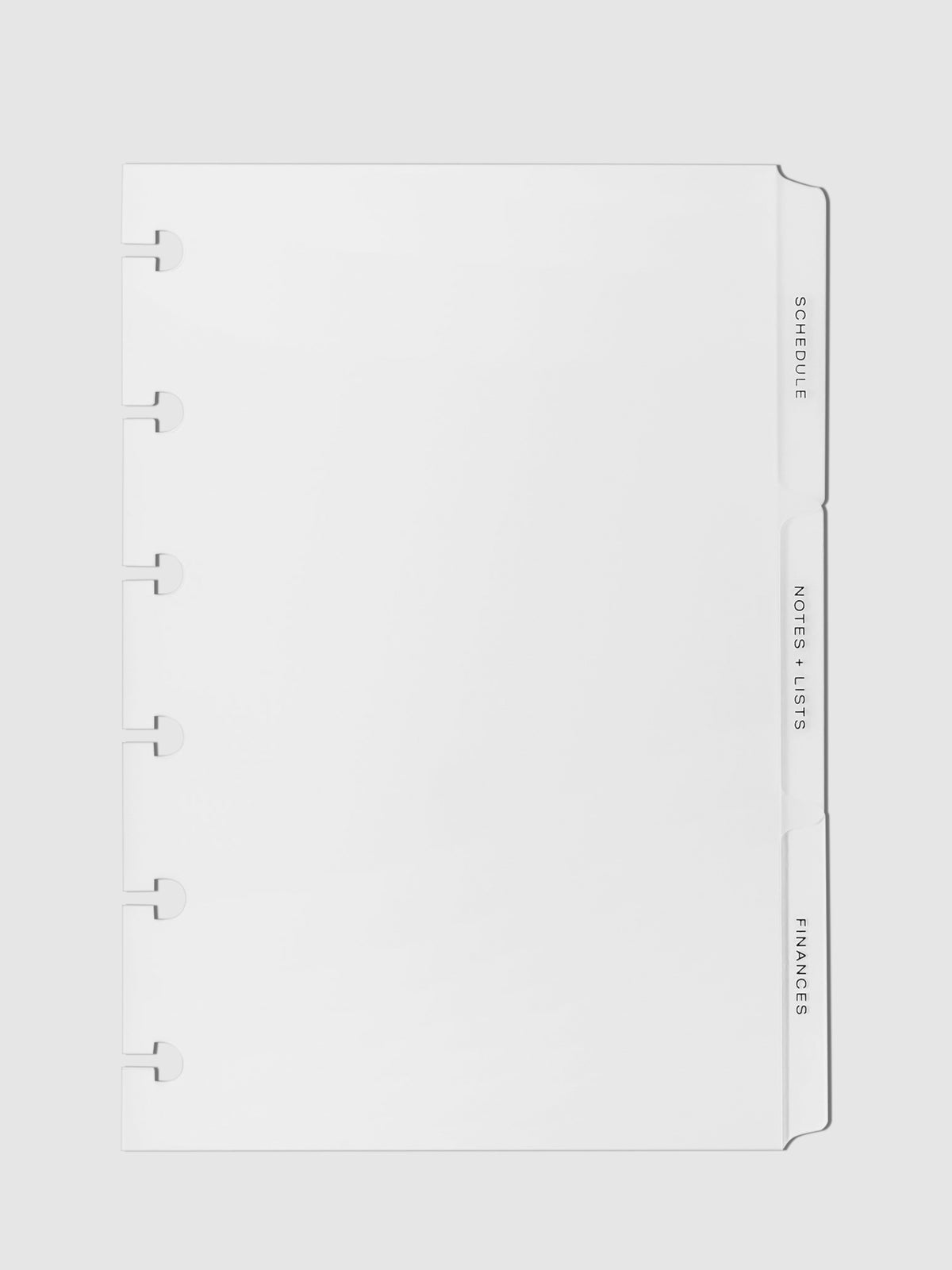 The Essentials Side Tab Planner Dividers, Low Profile, Matte, Cloth and Paper. Black tab dividers displayed on a neutral background.