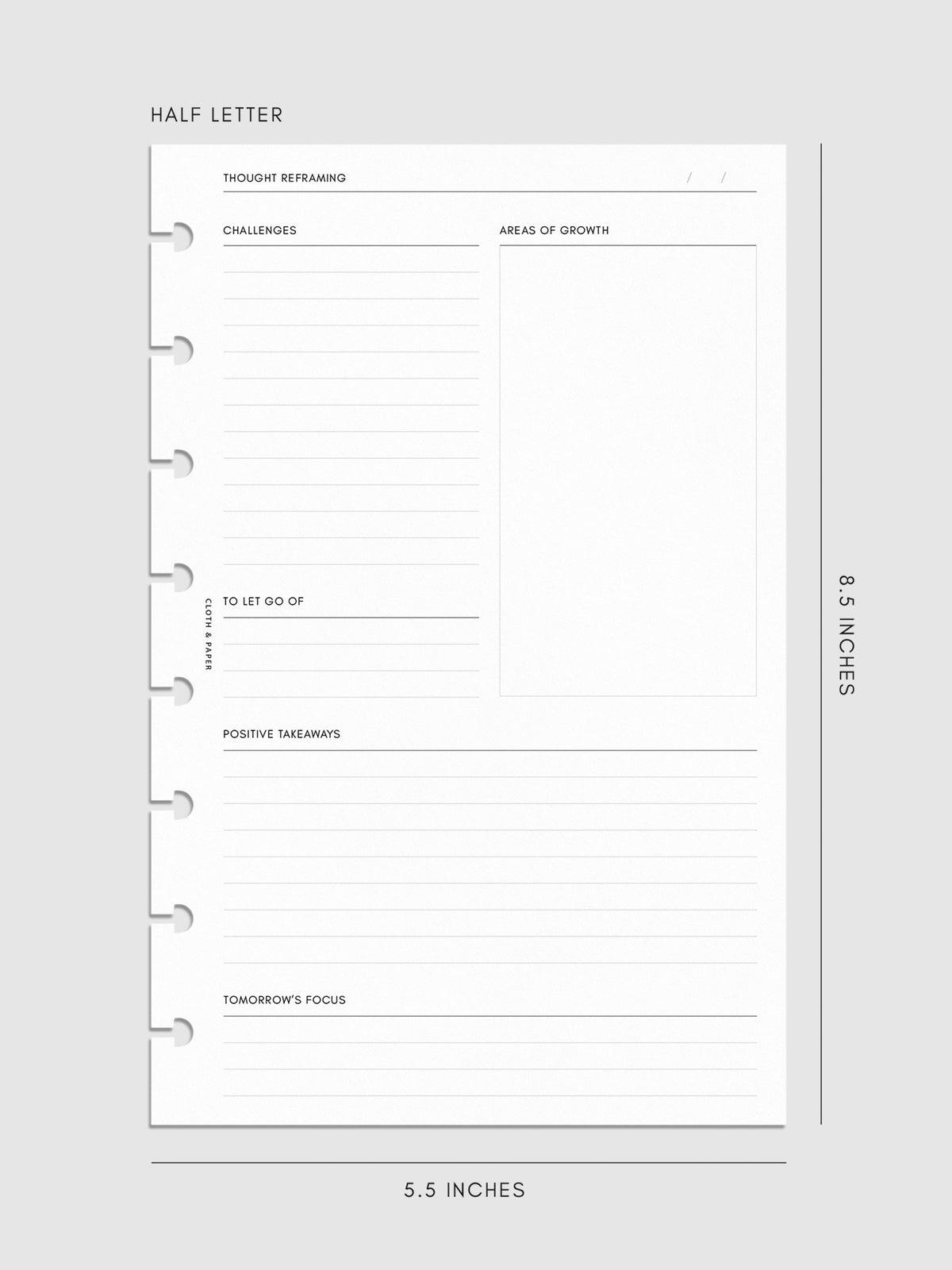 Digital mockup of insert in Half Letter.