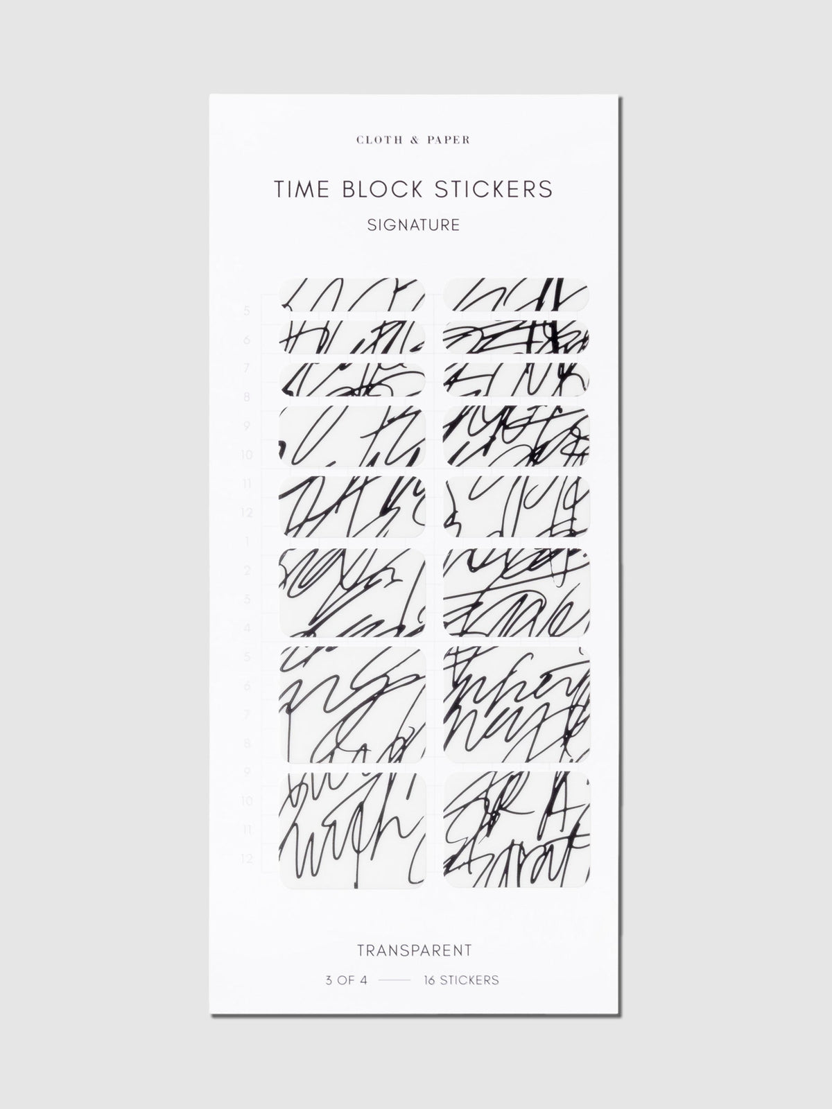 Signature printed stickers displayed on a neutral background.