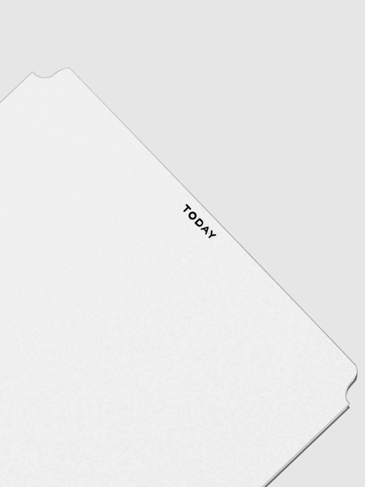 Closeup of black Today foil text.