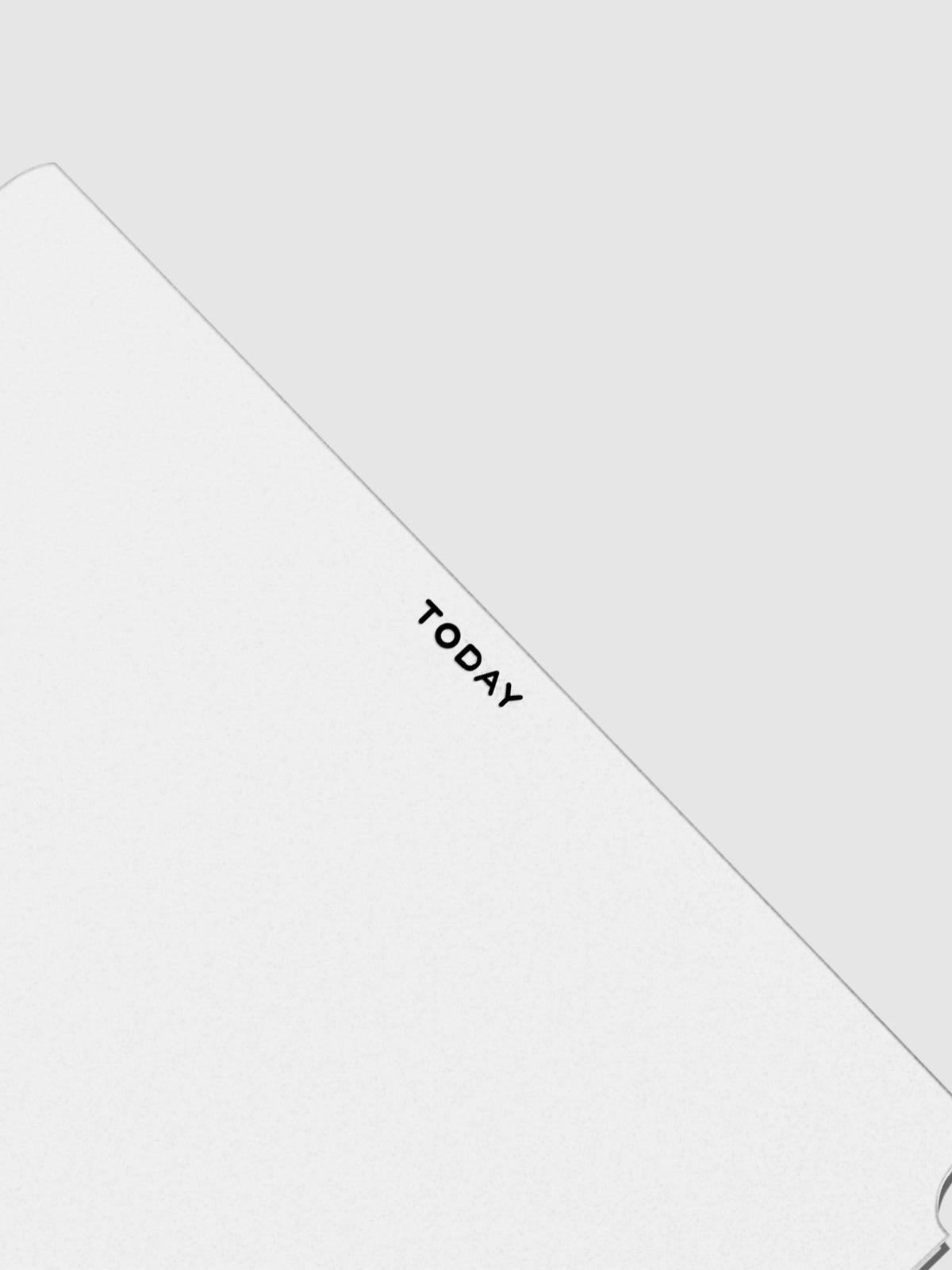 Closeup of black Today foil text.