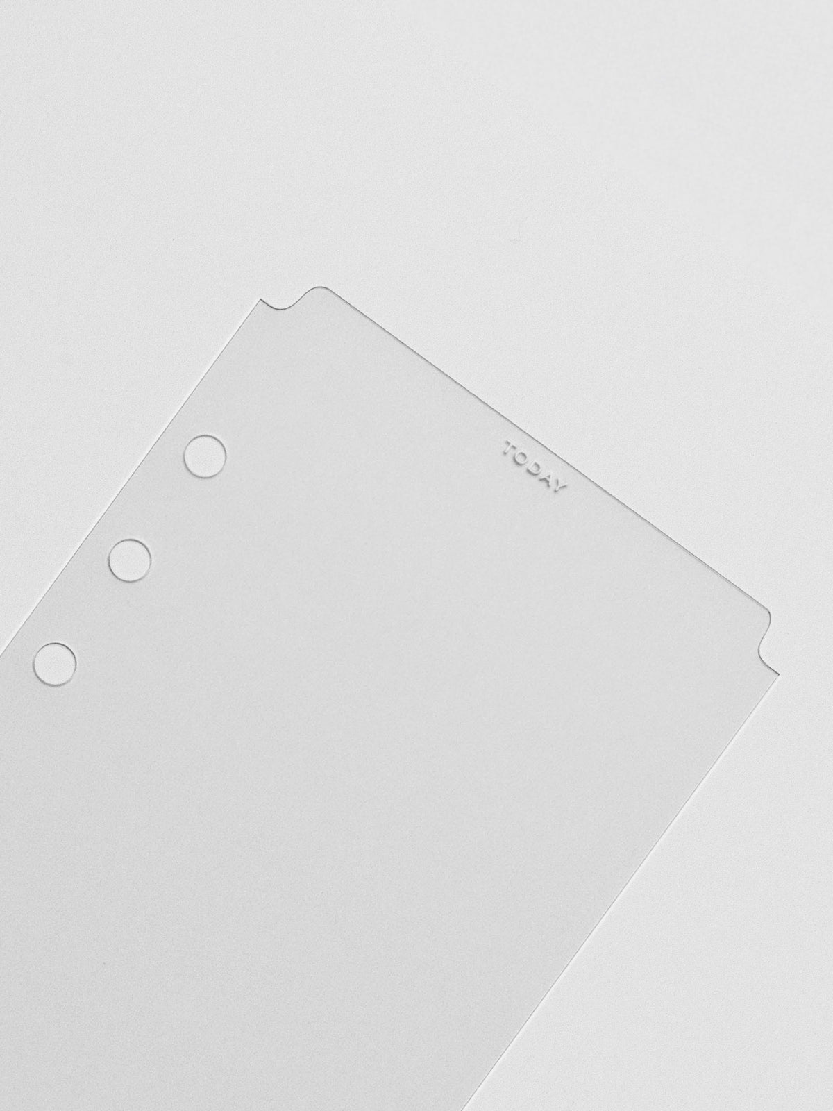 Closeup of white Today foil text.