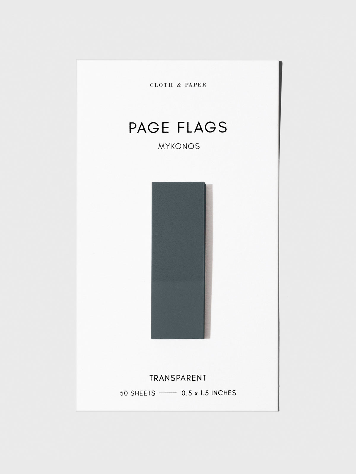 Page flag displayed on a neutral background. Color pictured is Mykonos.