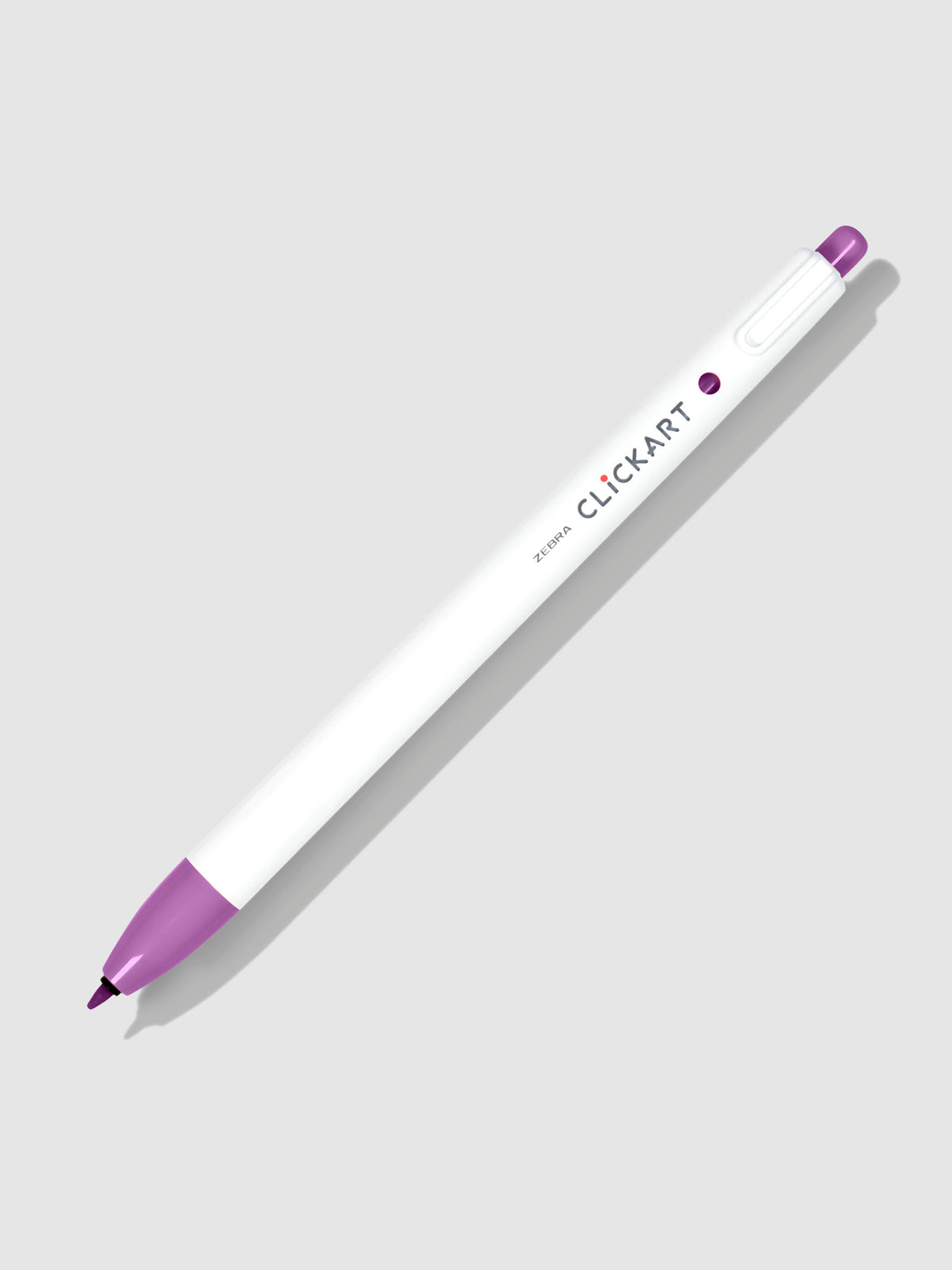 Zebra Clickart Marker, Lavender, Cloth and Paper. Marker on a neutral background tilted to the right.