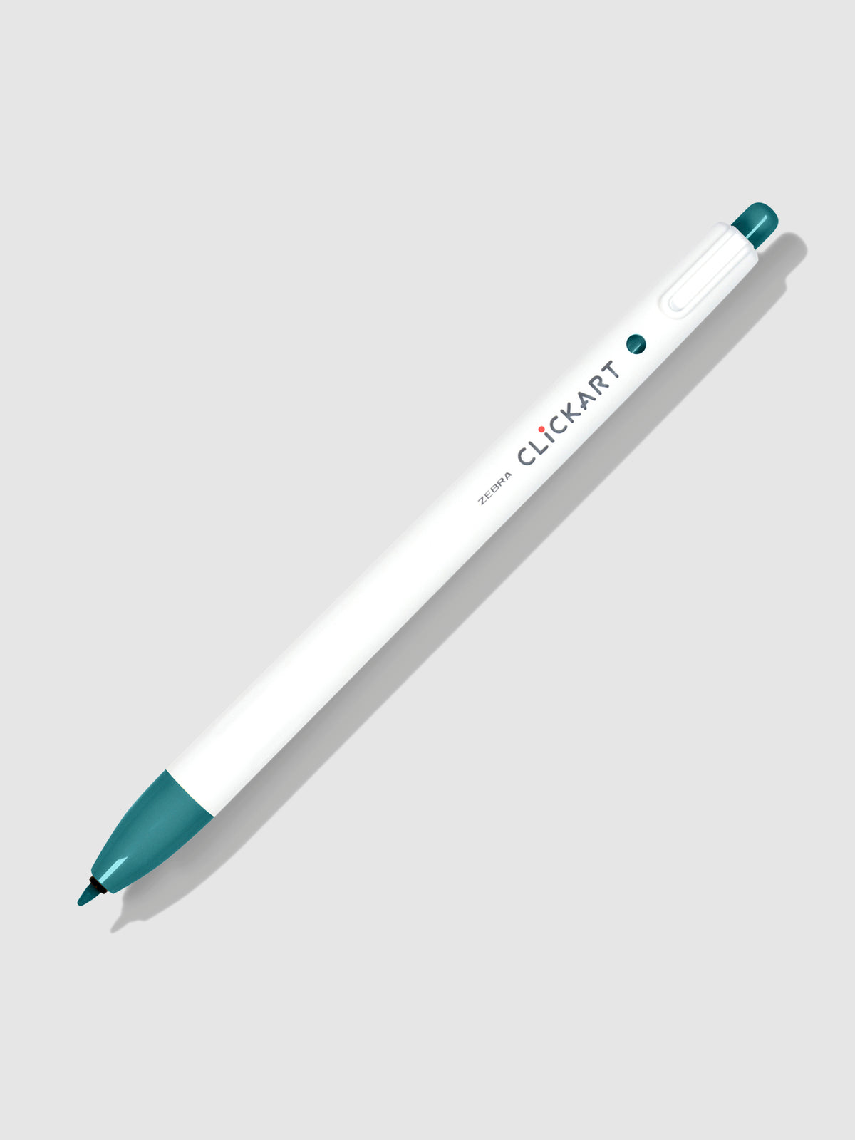 Zebra Clickart Marker, Turquoise Blue, Cloth and Paper. Marker on a neutral background tilted to the right.