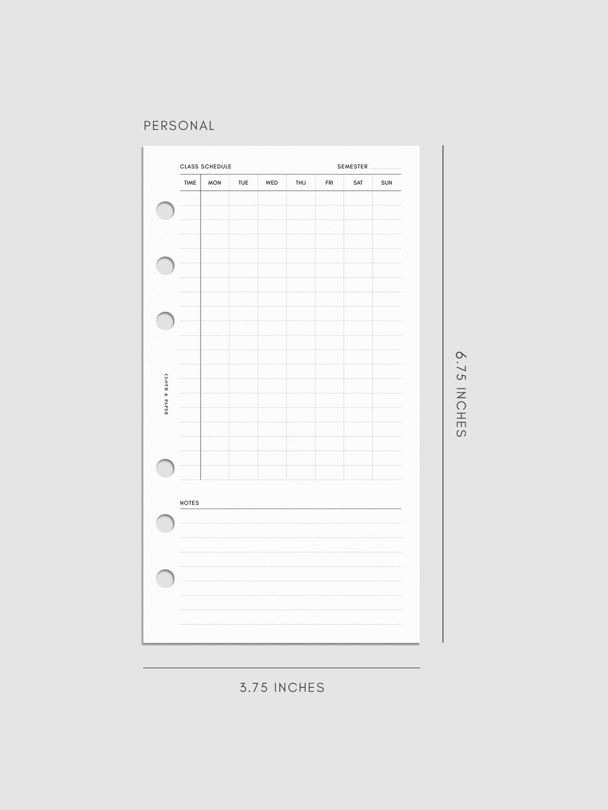 Digital mockup of insert in Personal.